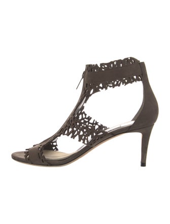 Jimmy Choo Leather Lasercut Accents T-Strap Sandals