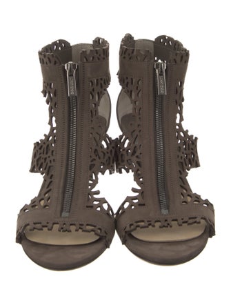 Jimmy Choo Leather Lasercut Accents T-Strap Sandals