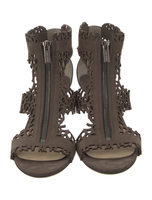 Jimmy Choo Leather Lasercut Accents T-Strap Sandals