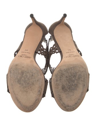 Jimmy Choo Leather Lasercut Accents T-Strap Sandals