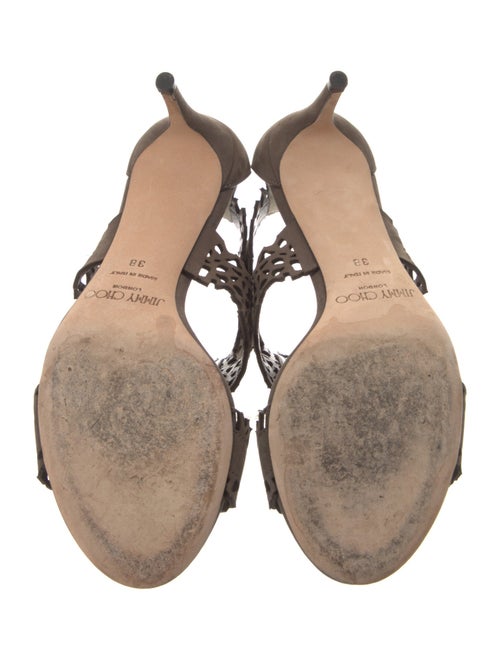 Jimmy Choo Leather Lasercut Accents T-Strap Sandals