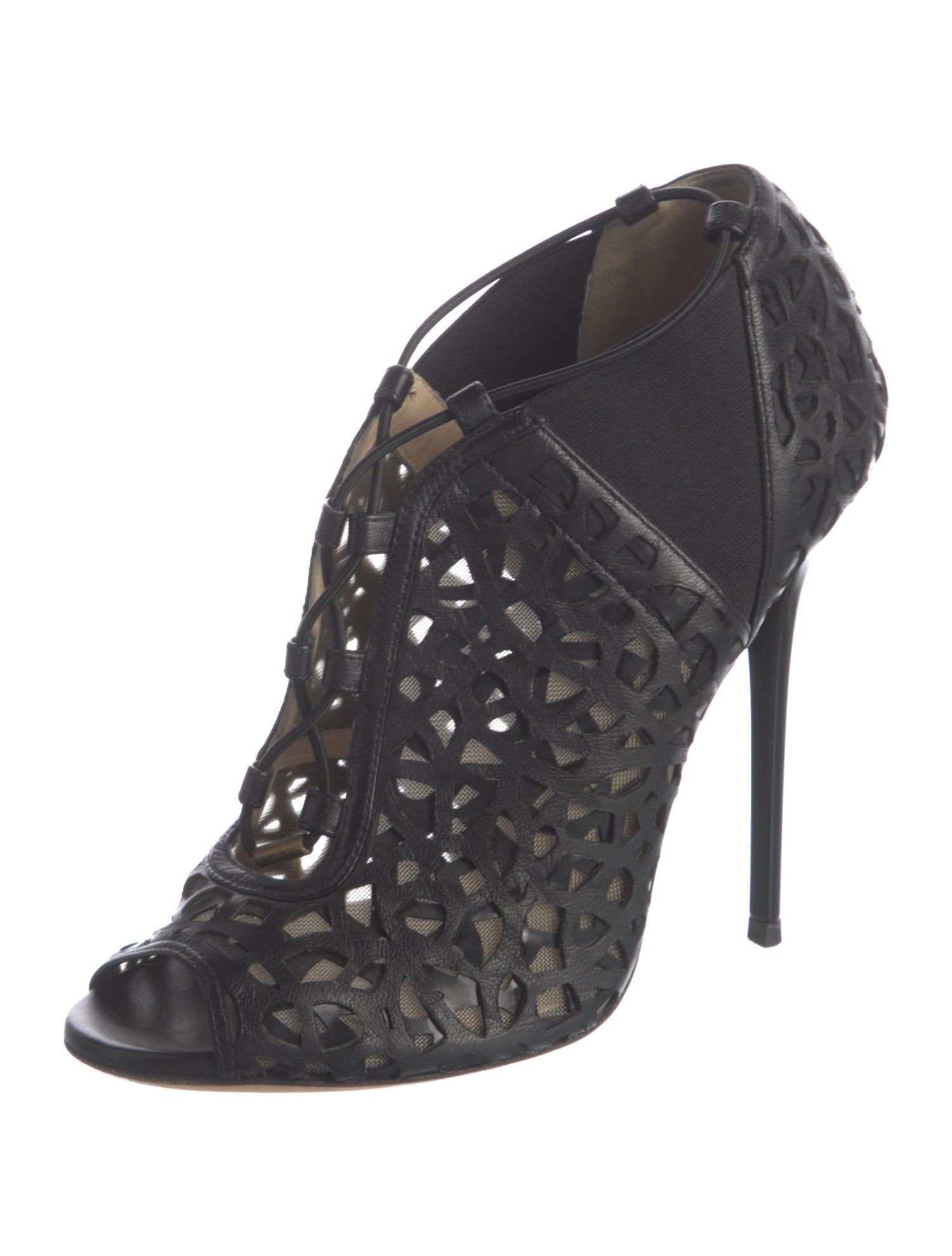 Jimmy Choo Leather Mesh Accents Pumps