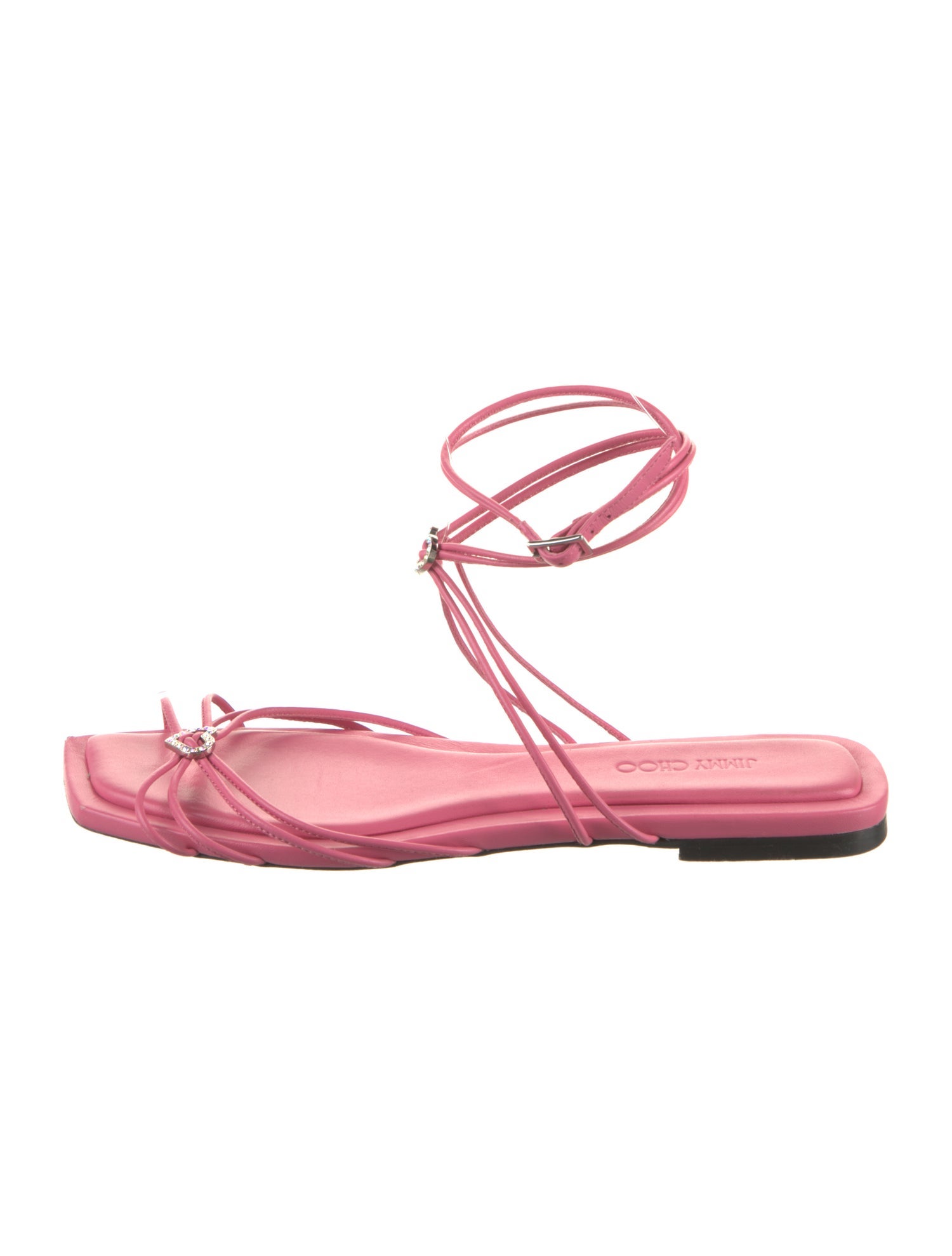 Jimmy Choo Leather Crystal Embellishments Sandals