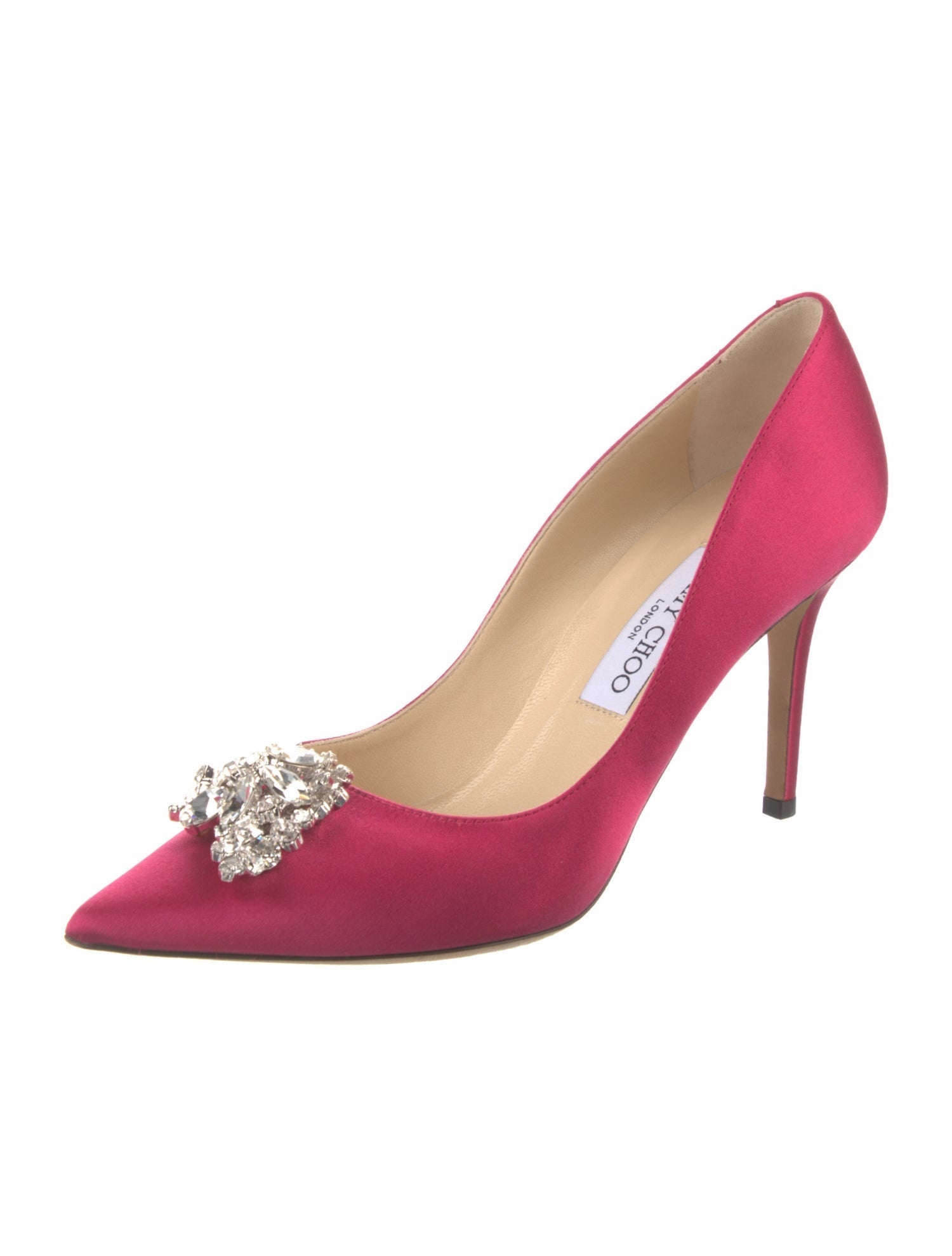 Jimmy Choo Satin Crystal Embellishments Pumps