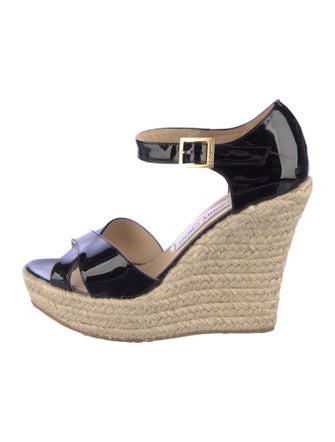 Jimmy Choo Patent Leather Colorblock Pattern Espadrilles