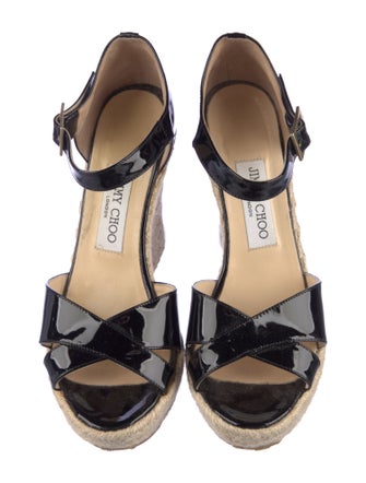 Jimmy Choo Patent Leather Colorblock Pattern Espadrilles