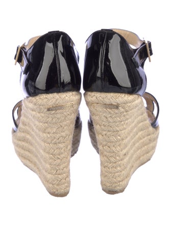 Jimmy Choo Patent Leather Colorblock Pattern Espadrilles