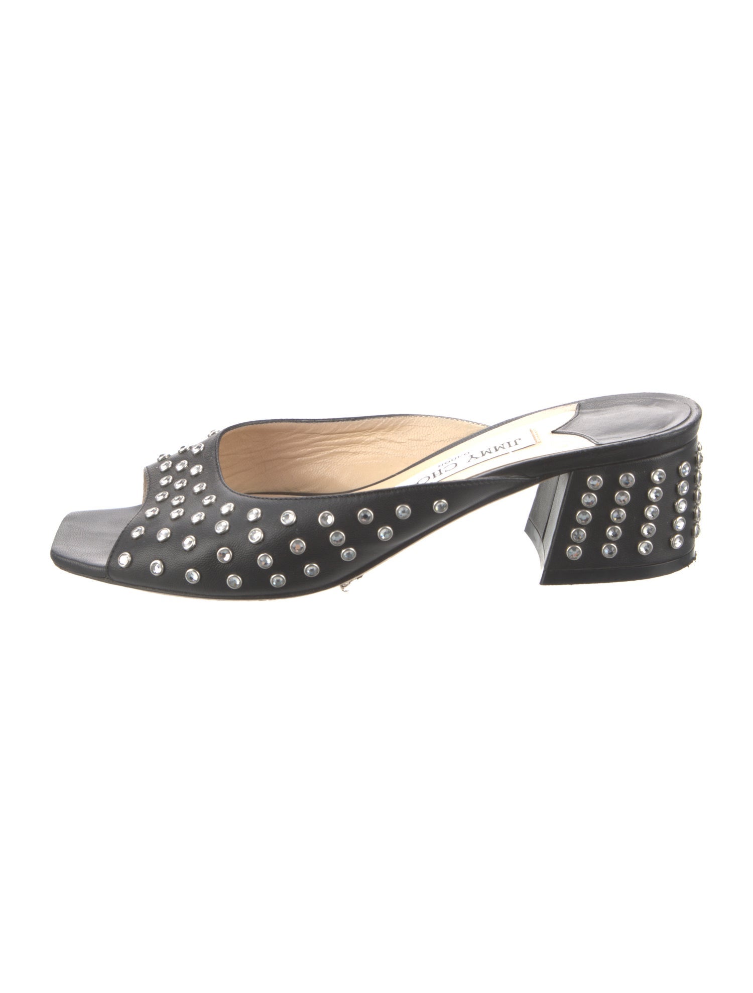 Jimmy Choo Faux Pearl Accents Leather Slides