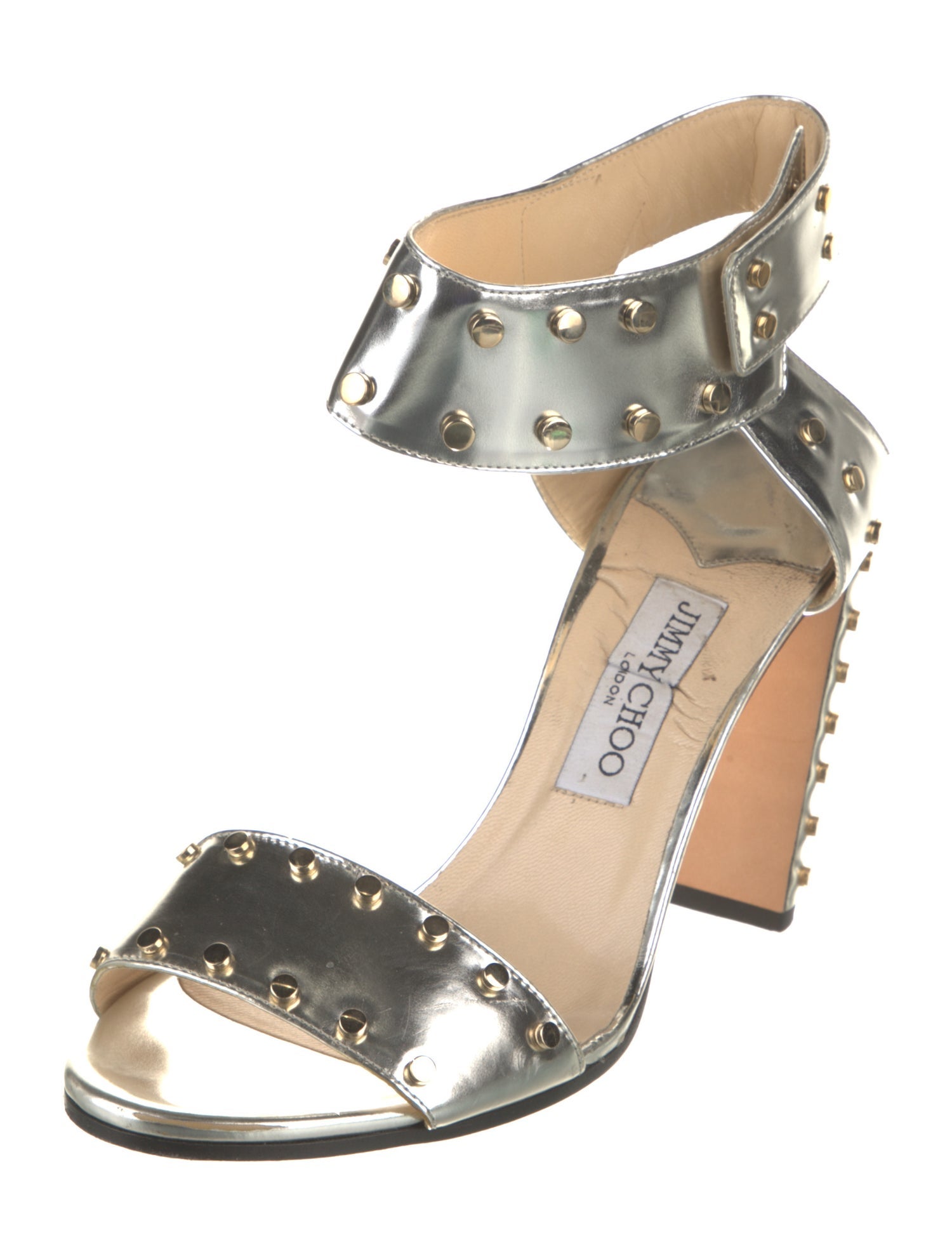 Jimmy Choo Patent Leather Studded Accents Sandals