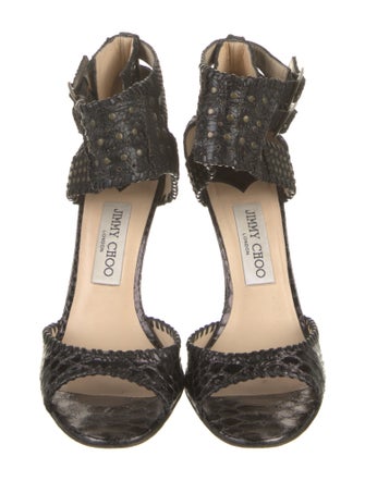 Jimmy Choo Embossed Leather Animal Print Sandals