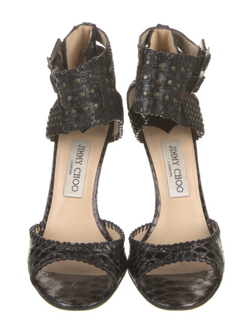 Jimmy Choo Embossed Leather Animal Print Sandals