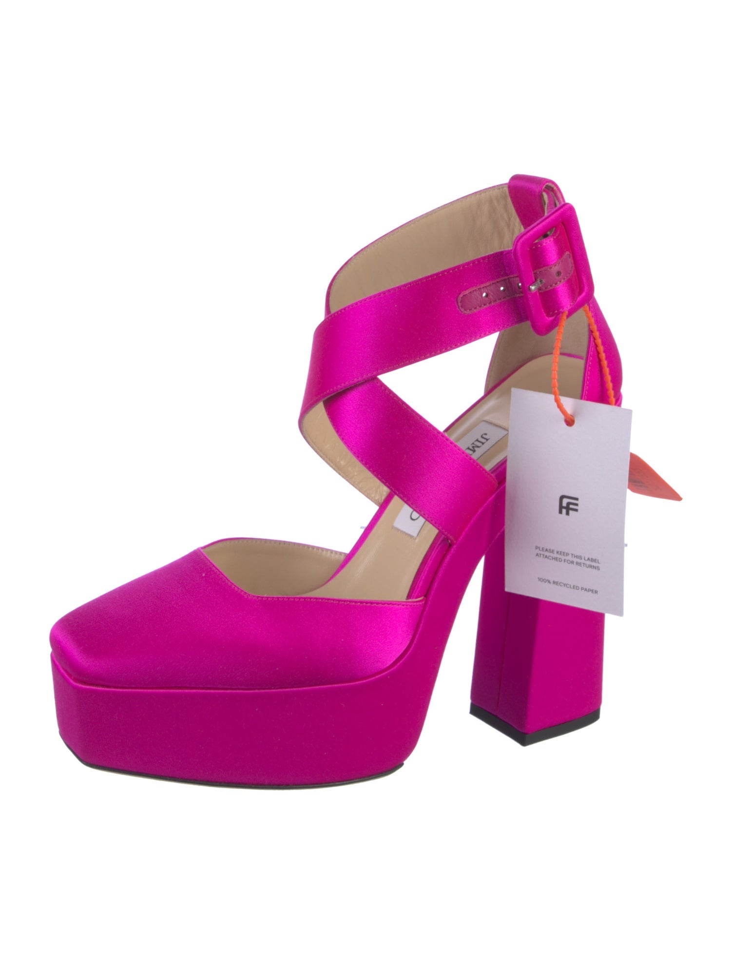 Jimmy Choo Satin Leather Trim Embellishment Pumps w/ Tags