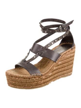 Jimmy Choo Leather Studded Accents Espadrilles
