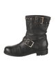 Jimmy Choo Leather Studded Accents Moto Boots