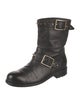 Jimmy Choo Leather Studded Accents Moto Boots