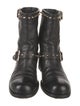 Jimmy Choo Leather Studded Accents Moto Boots