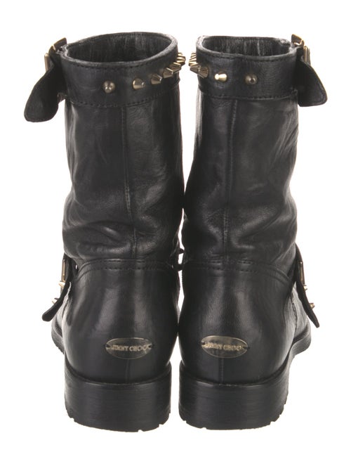 Jimmy Choo Leather Studded Accents Moto Boots