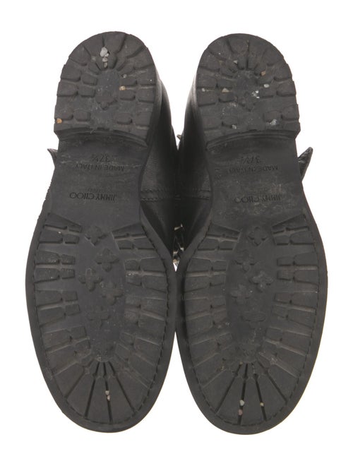 Jimmy Choo Leather Studded Accents Moto Boots