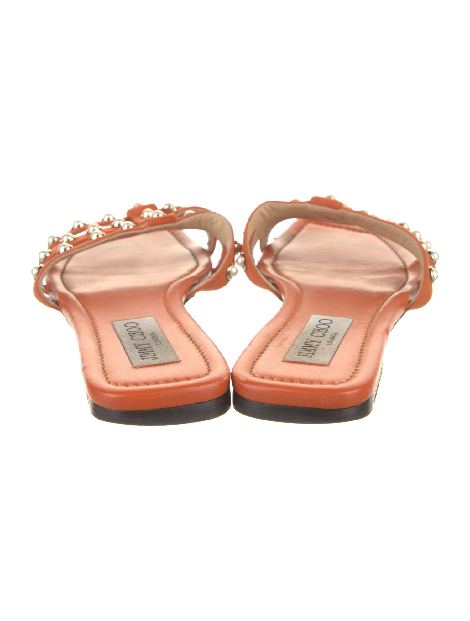 Jimmy Choo Faux Pearl Accents Leather Slides
