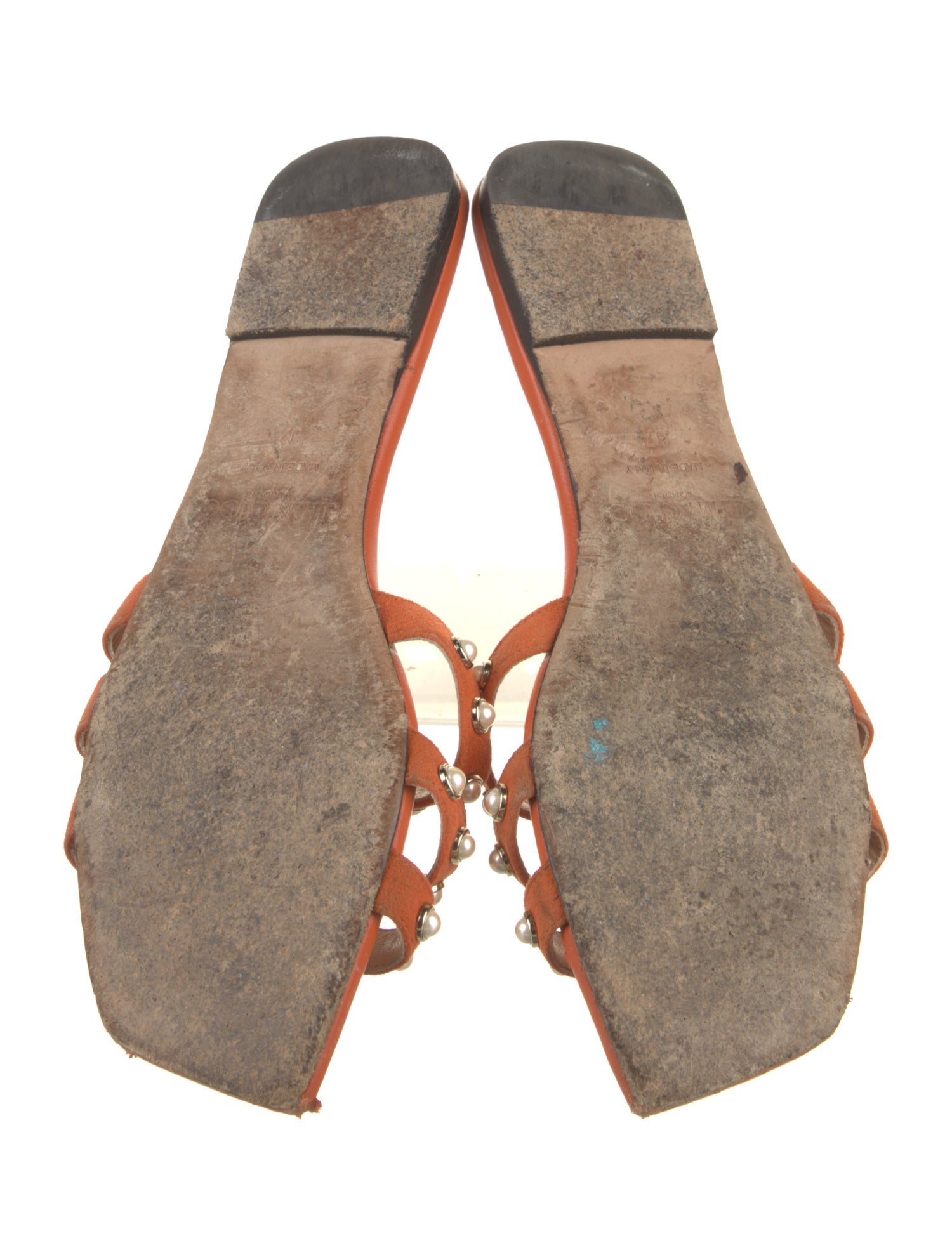 Jimmy Choo Faux Pearl Accents Leather Slides