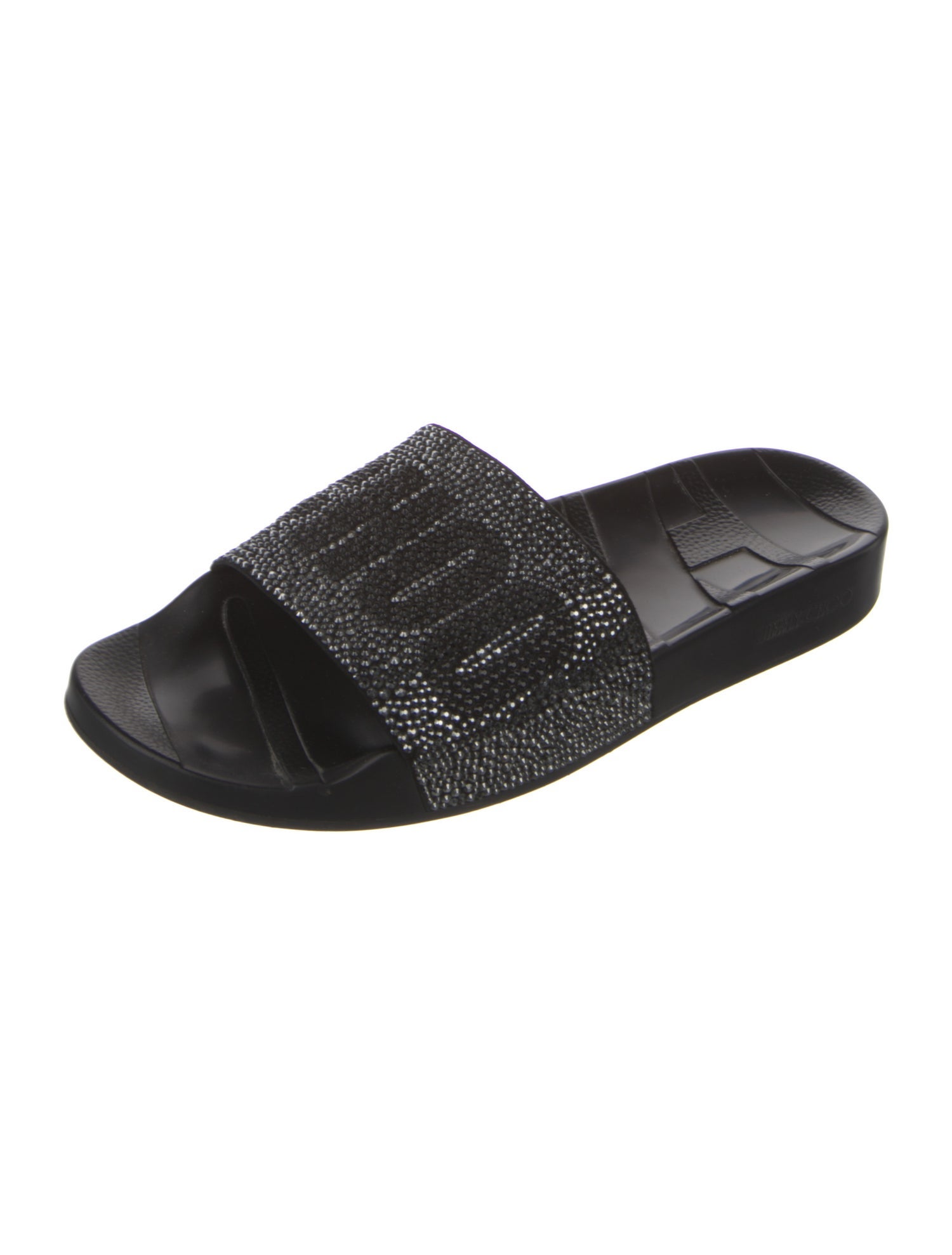 Jimmy Choo Rubber Crystal Embellishments Slides