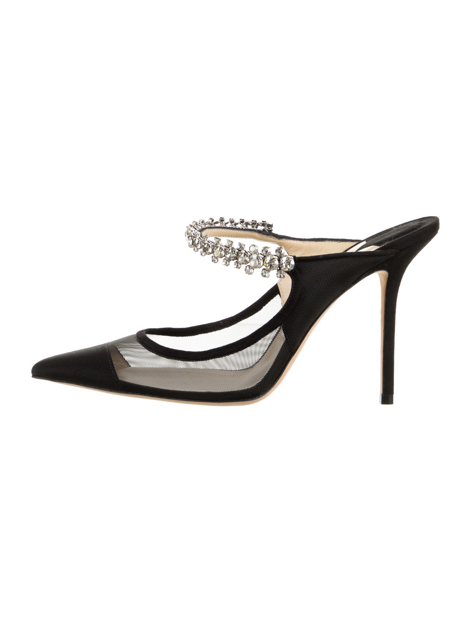 Jimmy Choo Mesh Crystal Embellishments Mules
