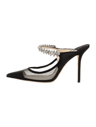 Jimmy Choo Mesh Crystal Embellishments Mules
