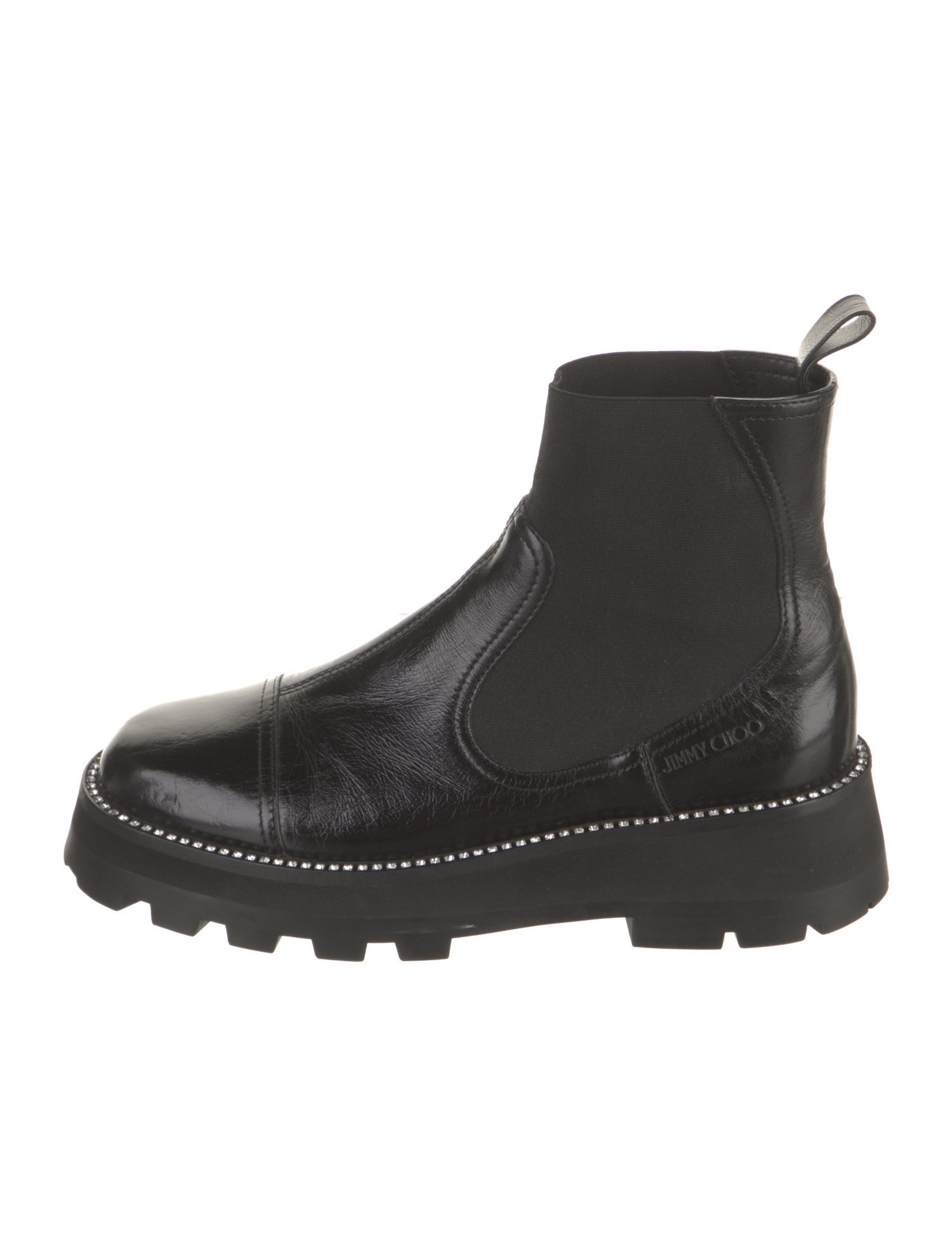 Jimmy Choo Leather Crystal Embellishments Chelsea Boots