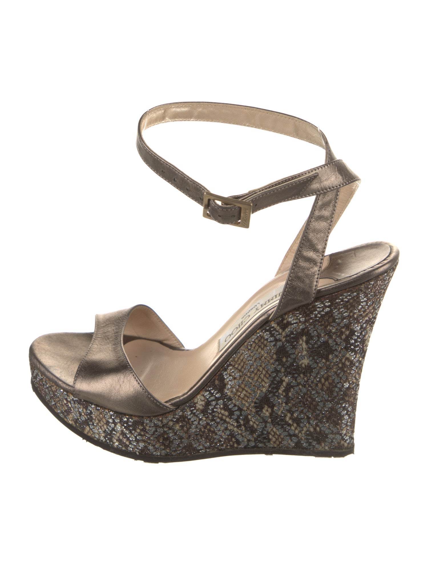 Jimmy Choo Leather Animal Print Sandals