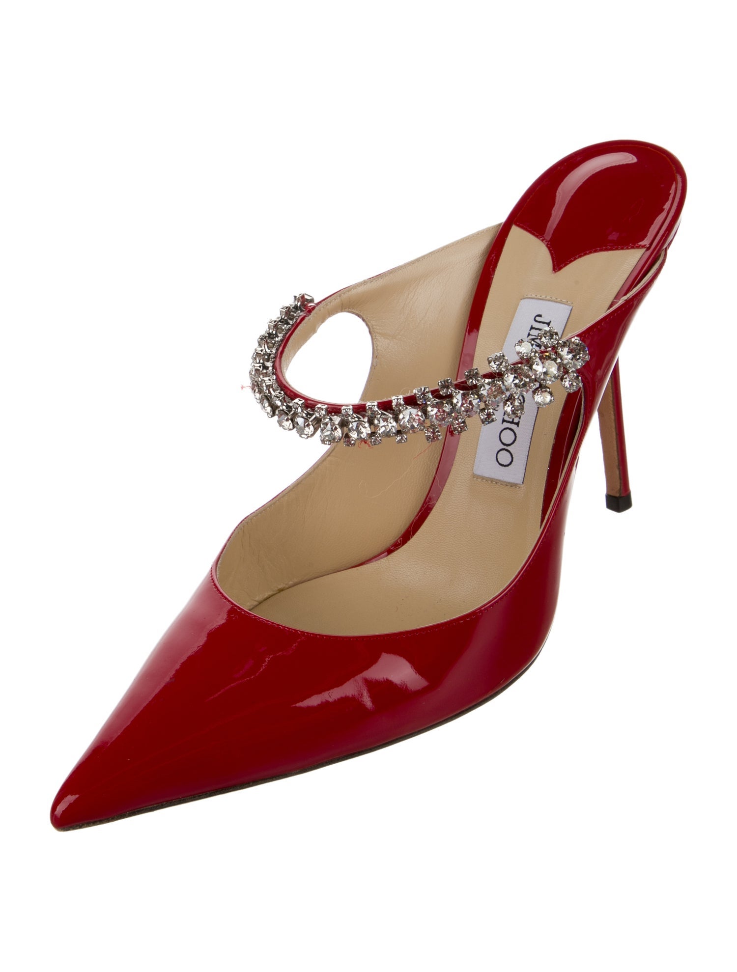 Jimmy Choo Patent Leather Crystal Embellishments Mules