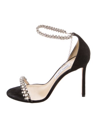 Jimmy Choo Suede Crystal Embellishments Sandals