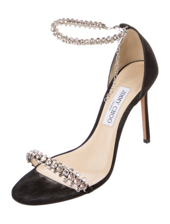 Jimmy Choo Suede Crystal Embellishments Sandals