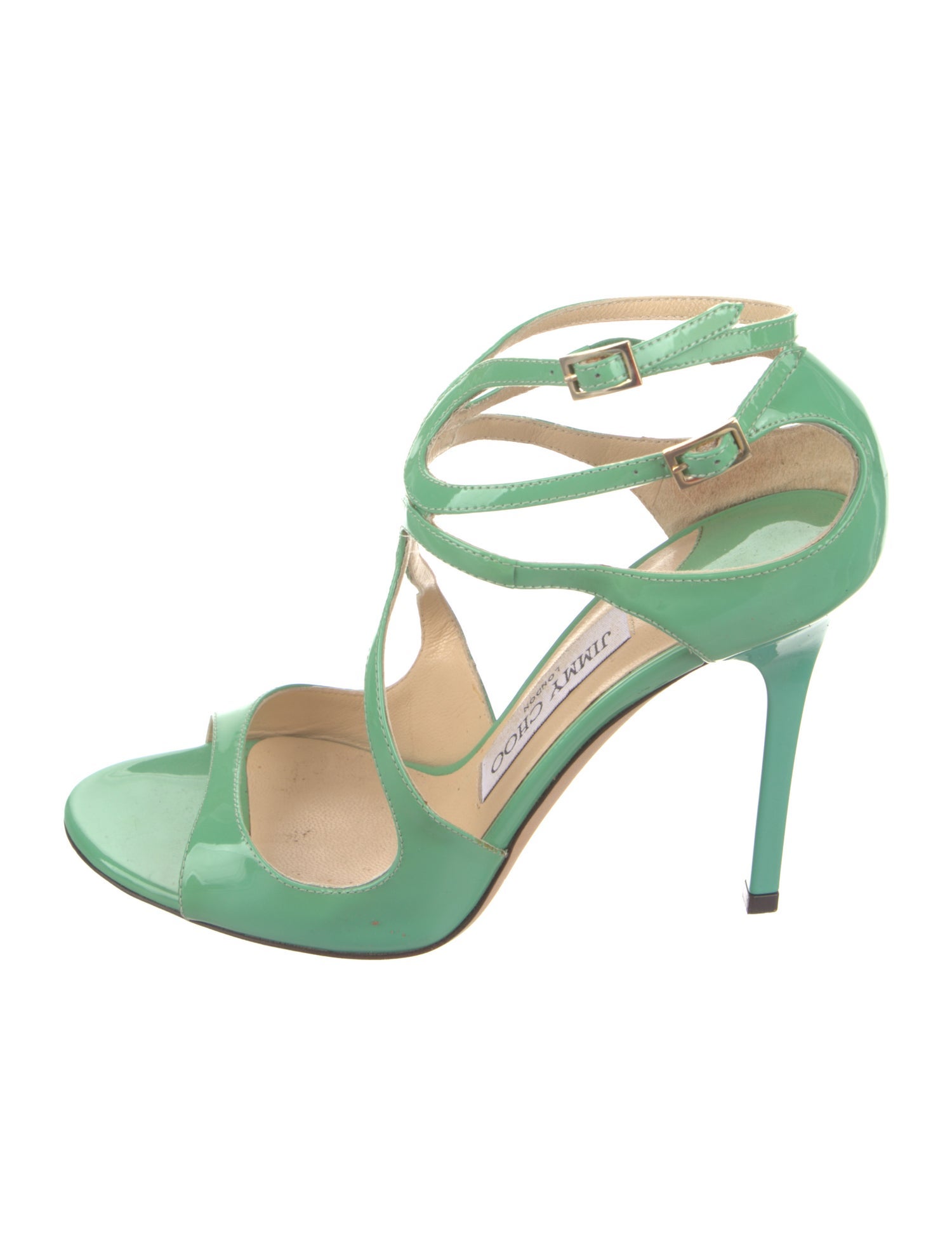 Jimmy Choo Patent Leather Cutout Accent Sandals