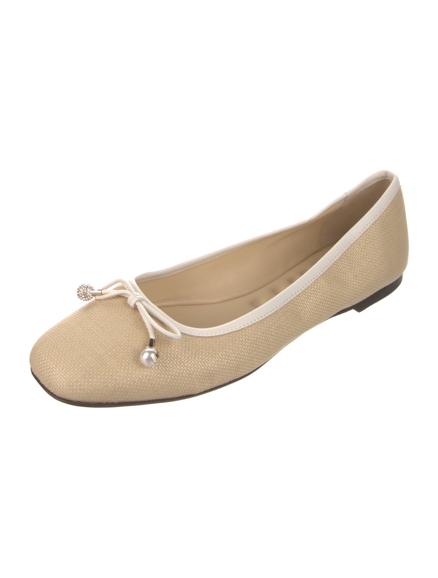 Jimmy Choo Straw Bow Accents Ballet Flats