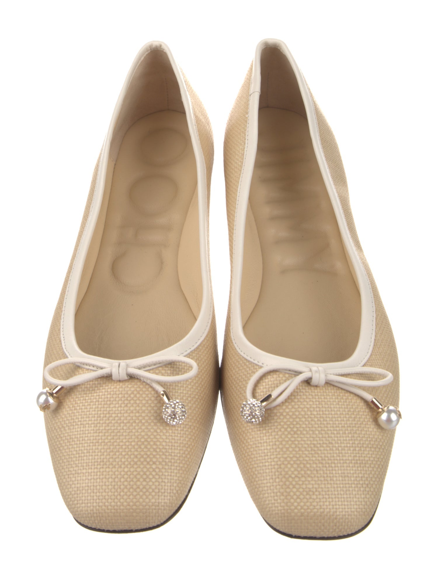 Jimmy Choo Straw Bow Accents Ballet Flats
