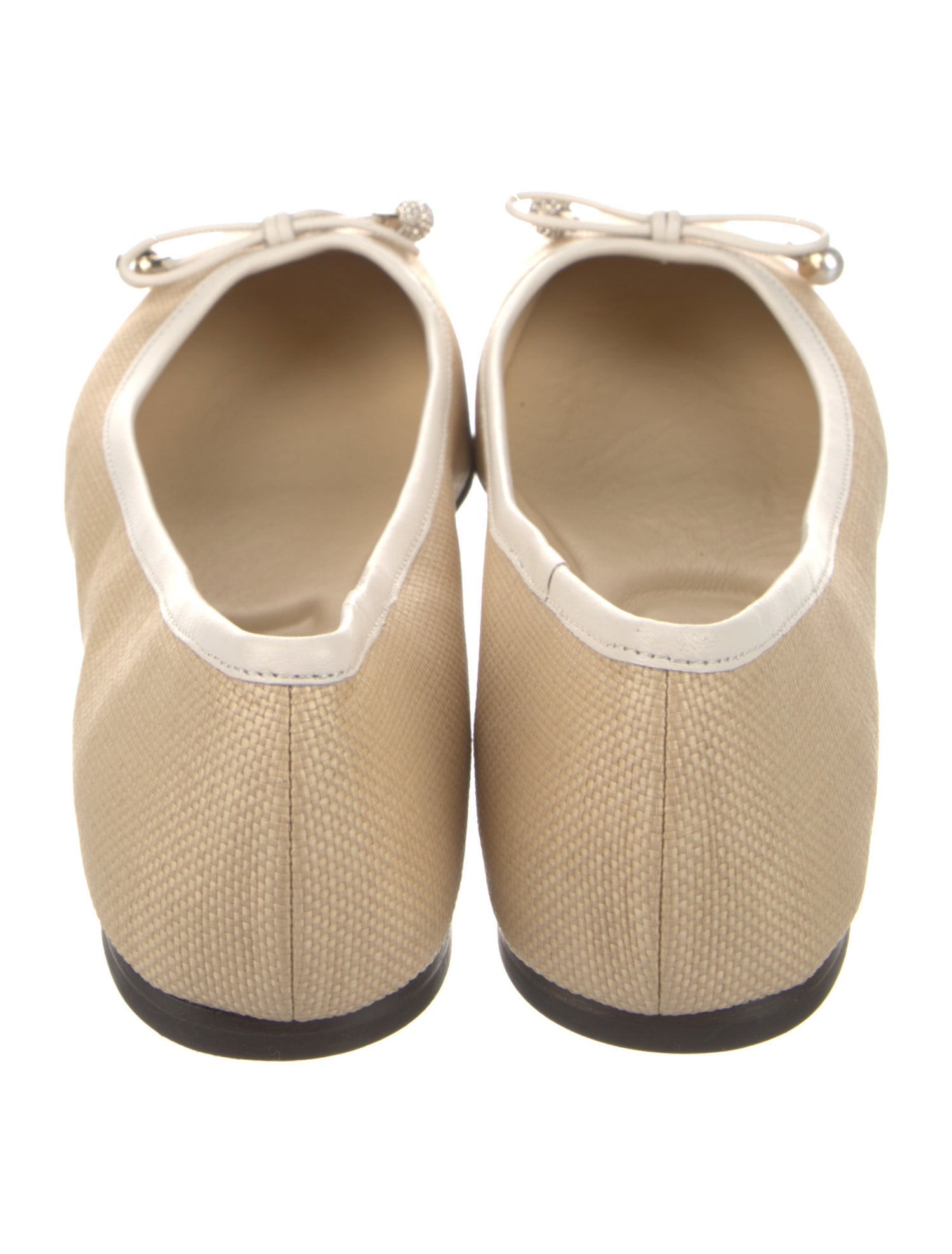 Jimmy Choo Straw Bow Accents Ballet Flats