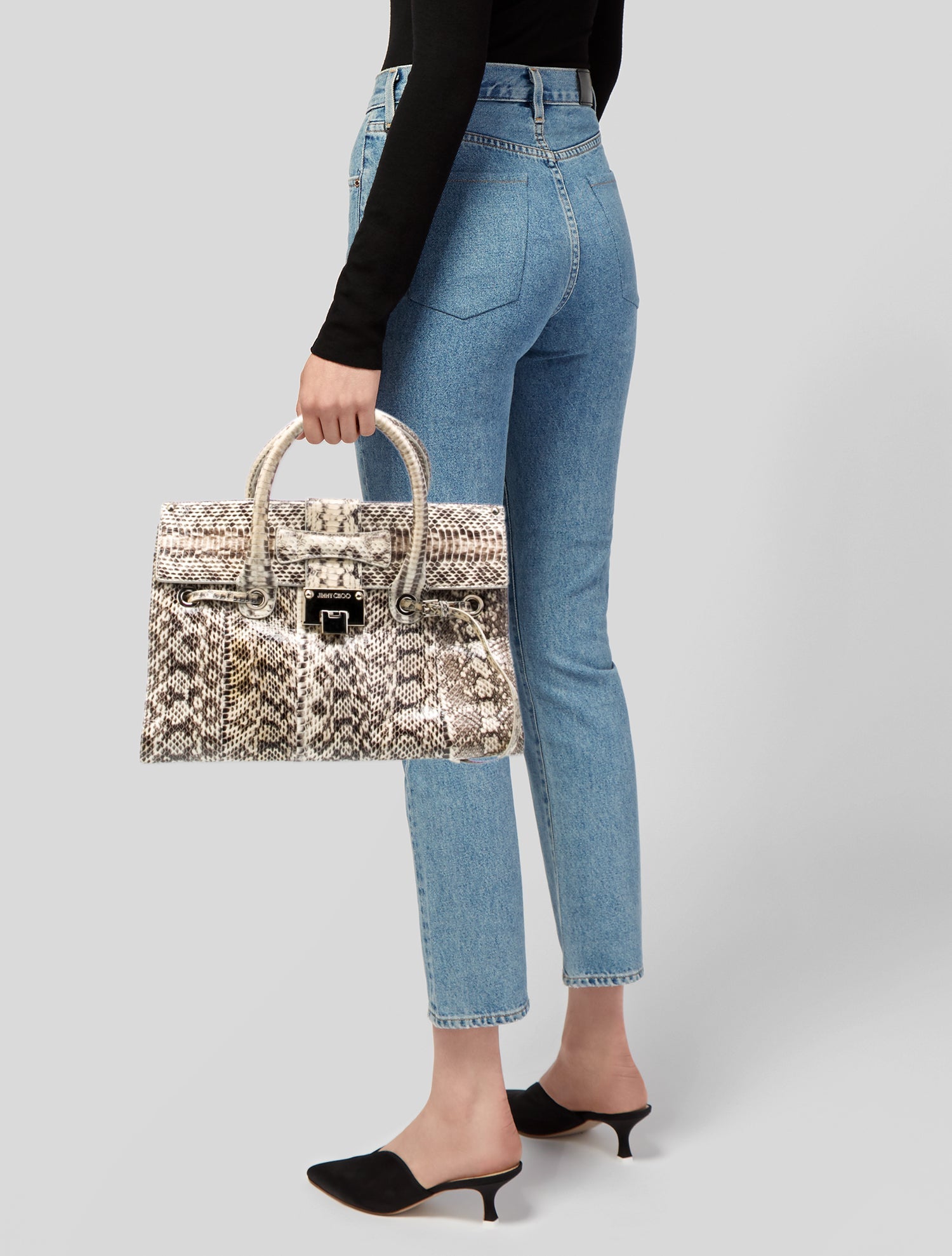 Jimmy Choo Snakeskin Top Handle Bag