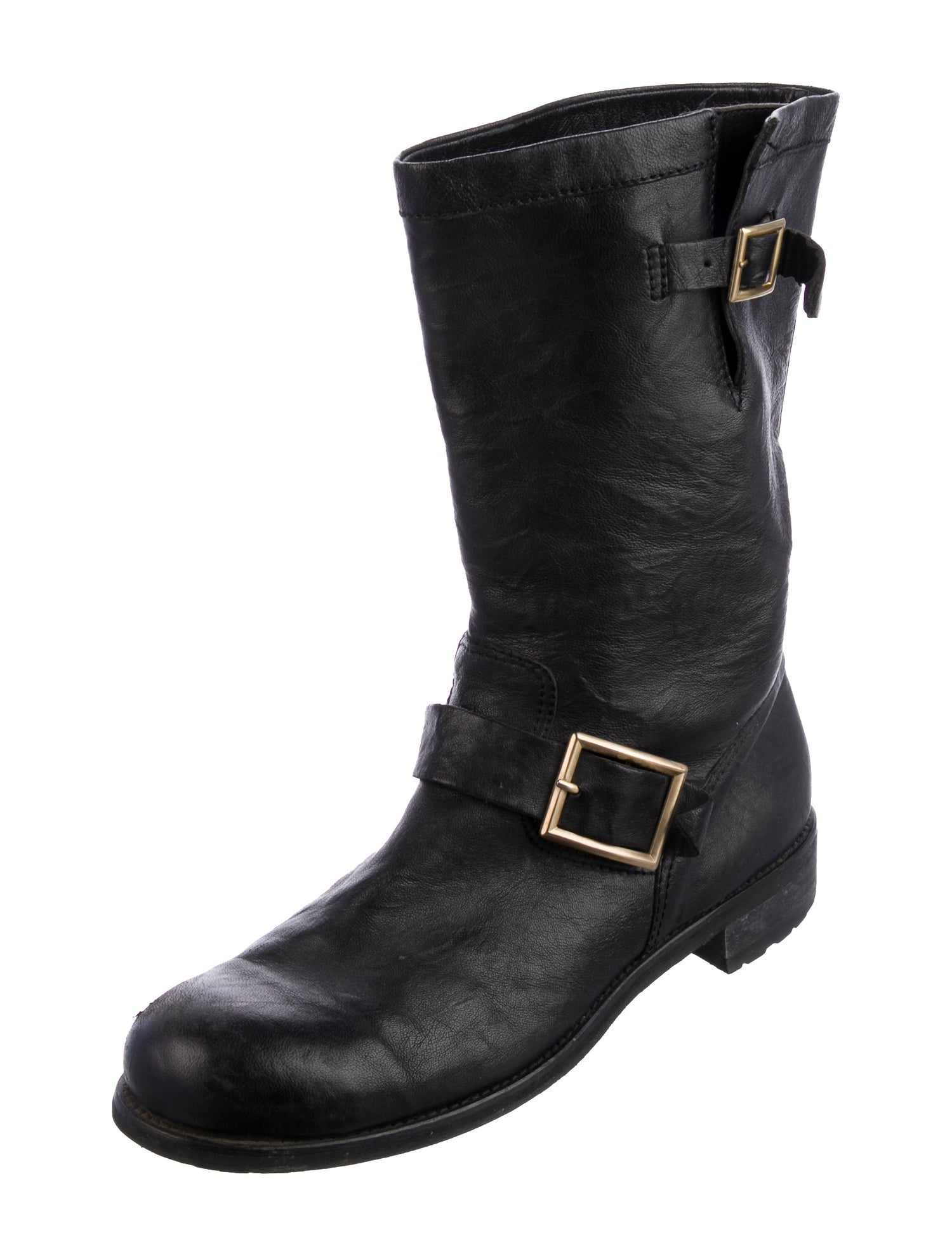 Jimmy Choo Signature Logo Leather Moto Boots