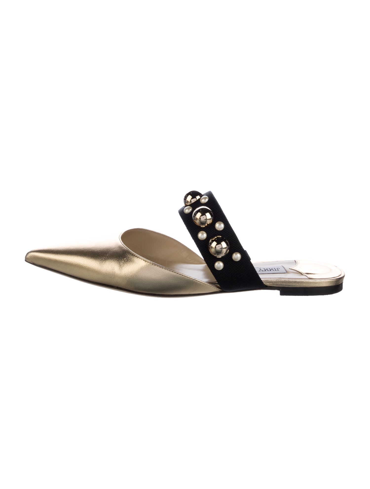 Jimmy Choo Faux Pearl Accents Leather Mules