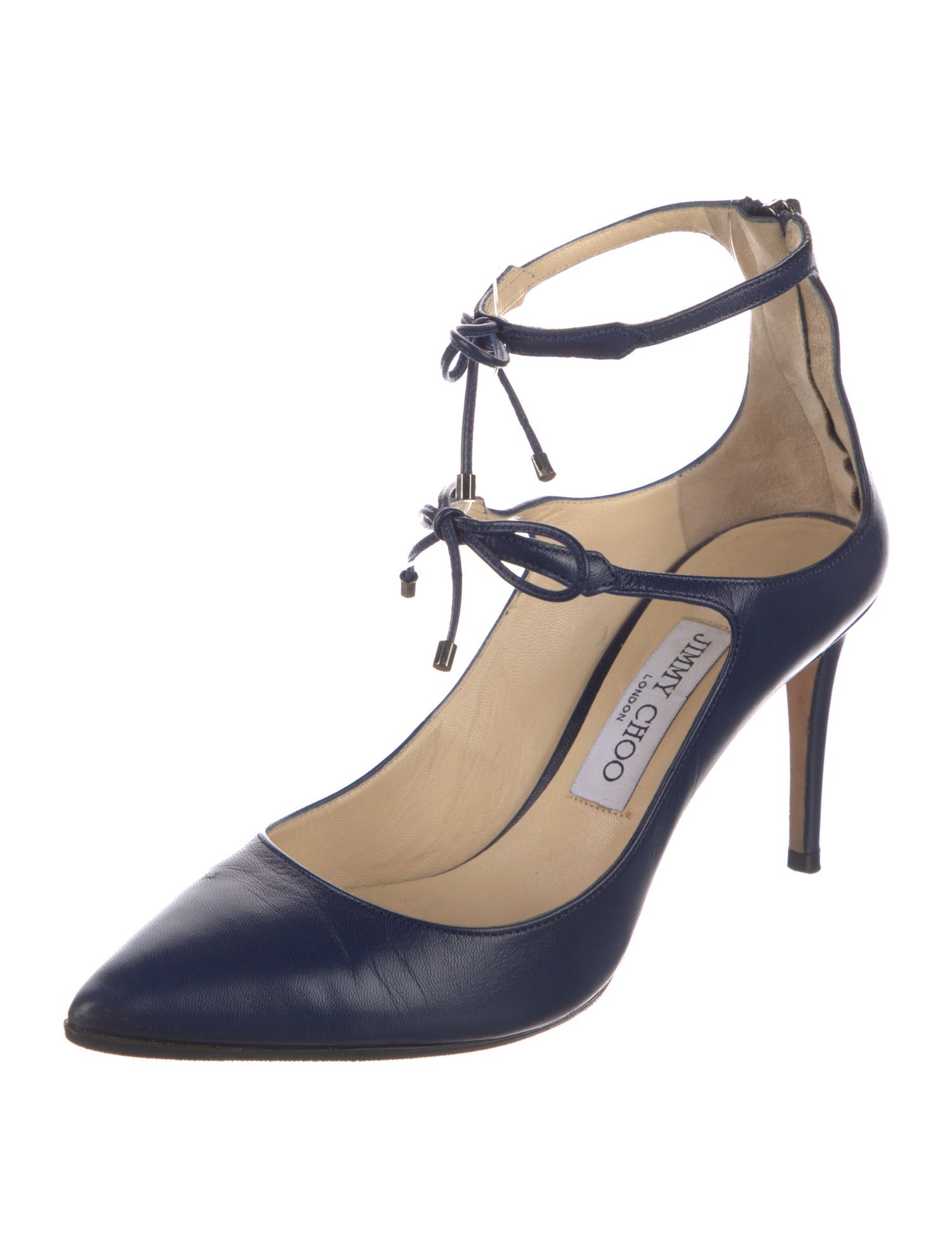 Jimmy Choo Leather Bow Accents T-Strap Pumps