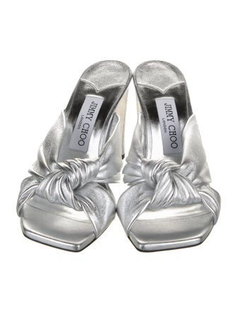 Jimmy Choo Leather Cutout Accent T-Strap Sandals