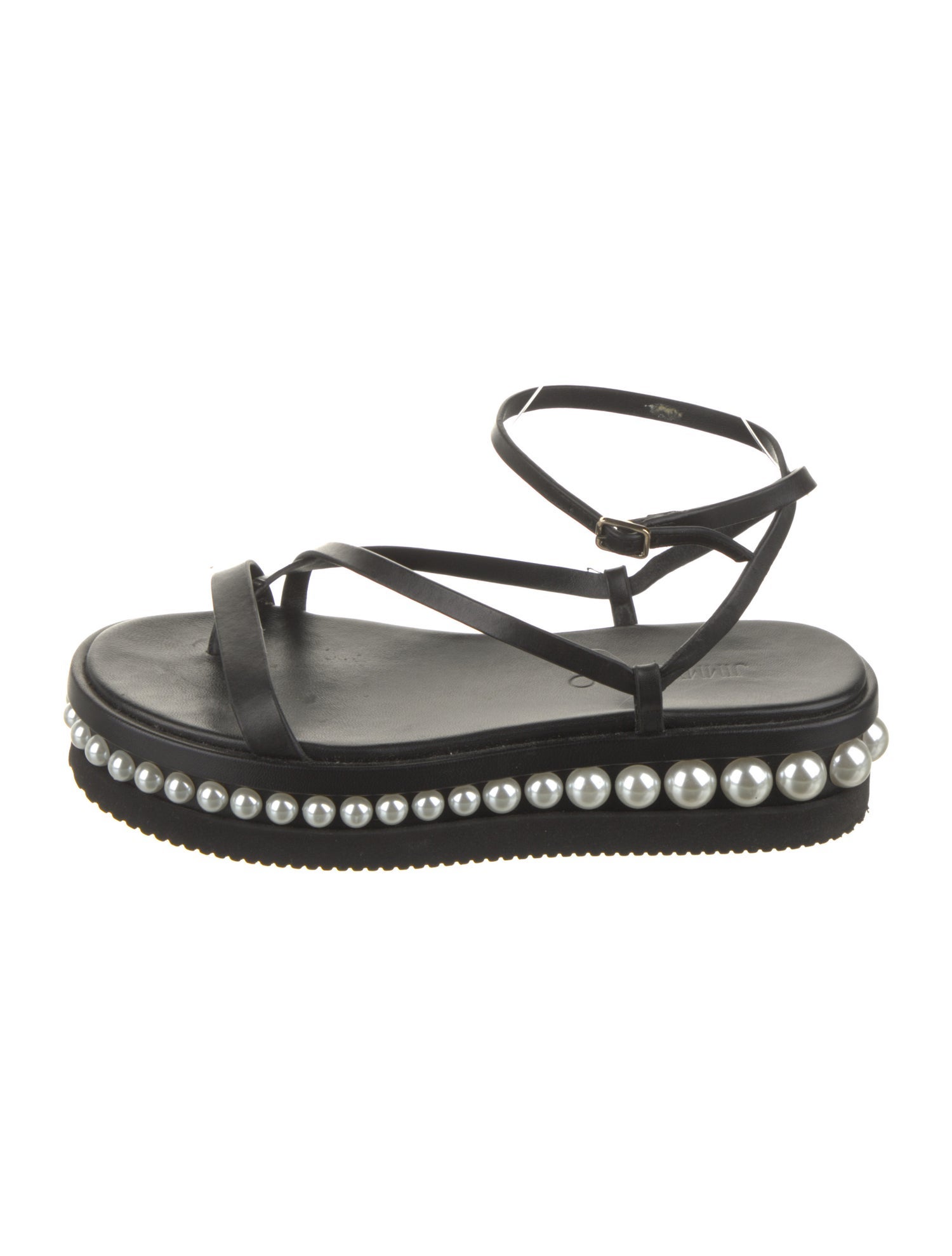 Jimmy Choo Faux Pearl Accents Leather Sandals