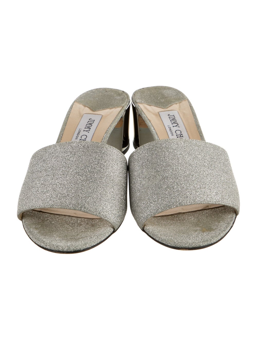 Jimmy Choo Glitter Slides Metallic & Silver - image 3