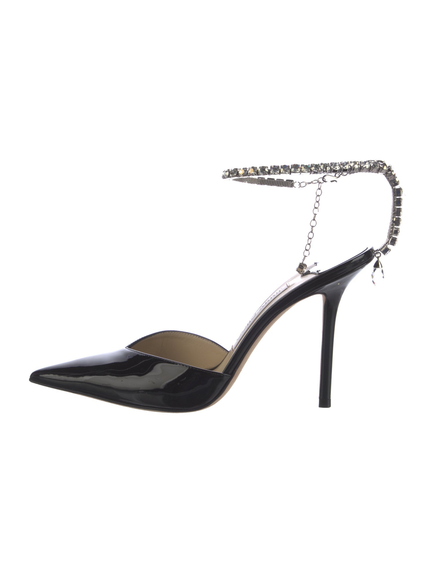 Jimmy Choo Patent Leather Crystal Embellishments Slingback Pumps