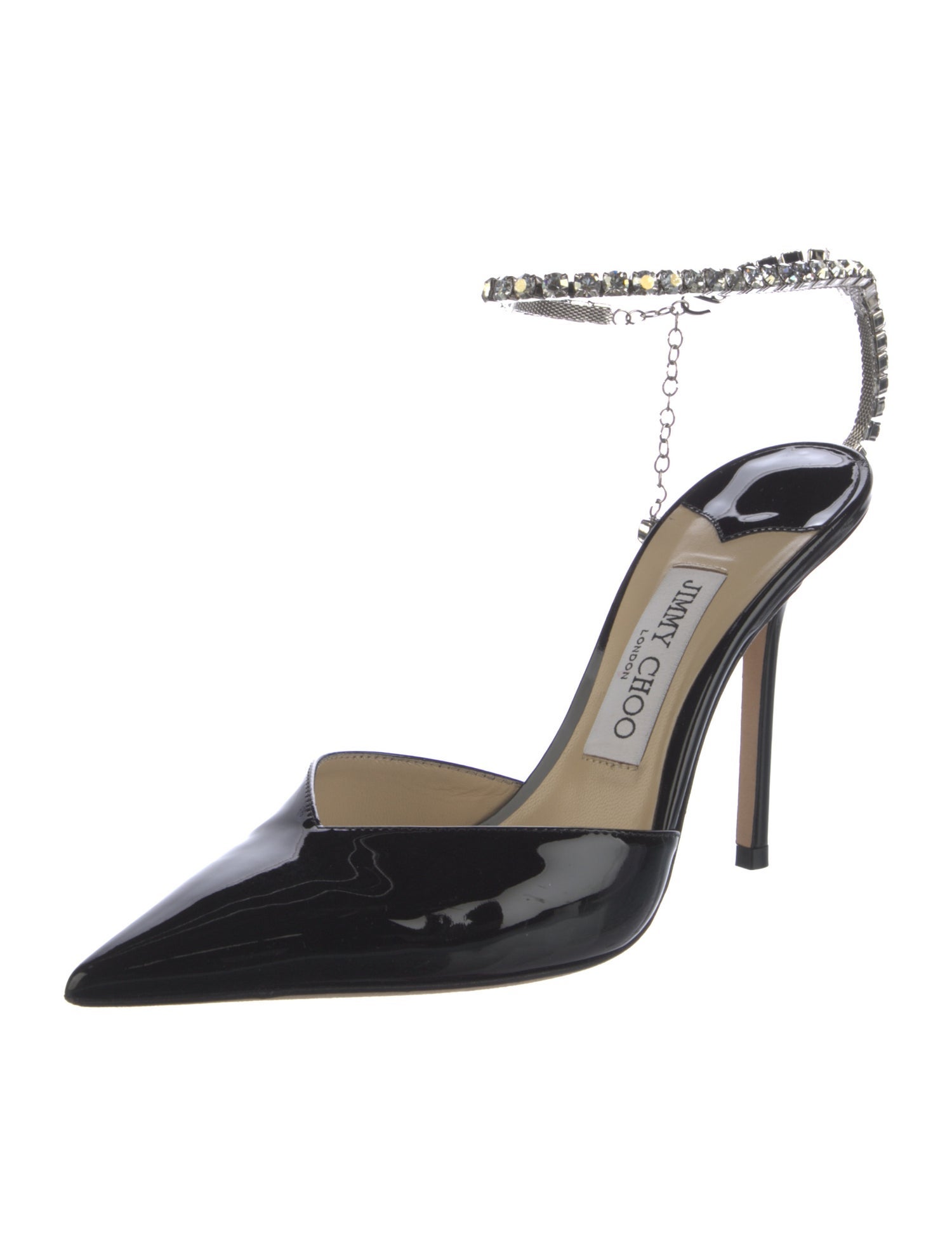 Jimmy Choo Patent Leather Crystal Embellishments Slingback Pumps