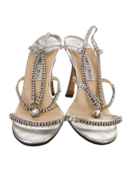 Jimmy Choo Leather Crystal Embellishments Sandals