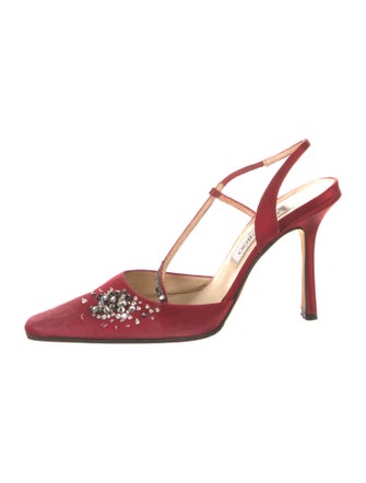 Jimmy Choo Satin Crystal Embellishments Pumps