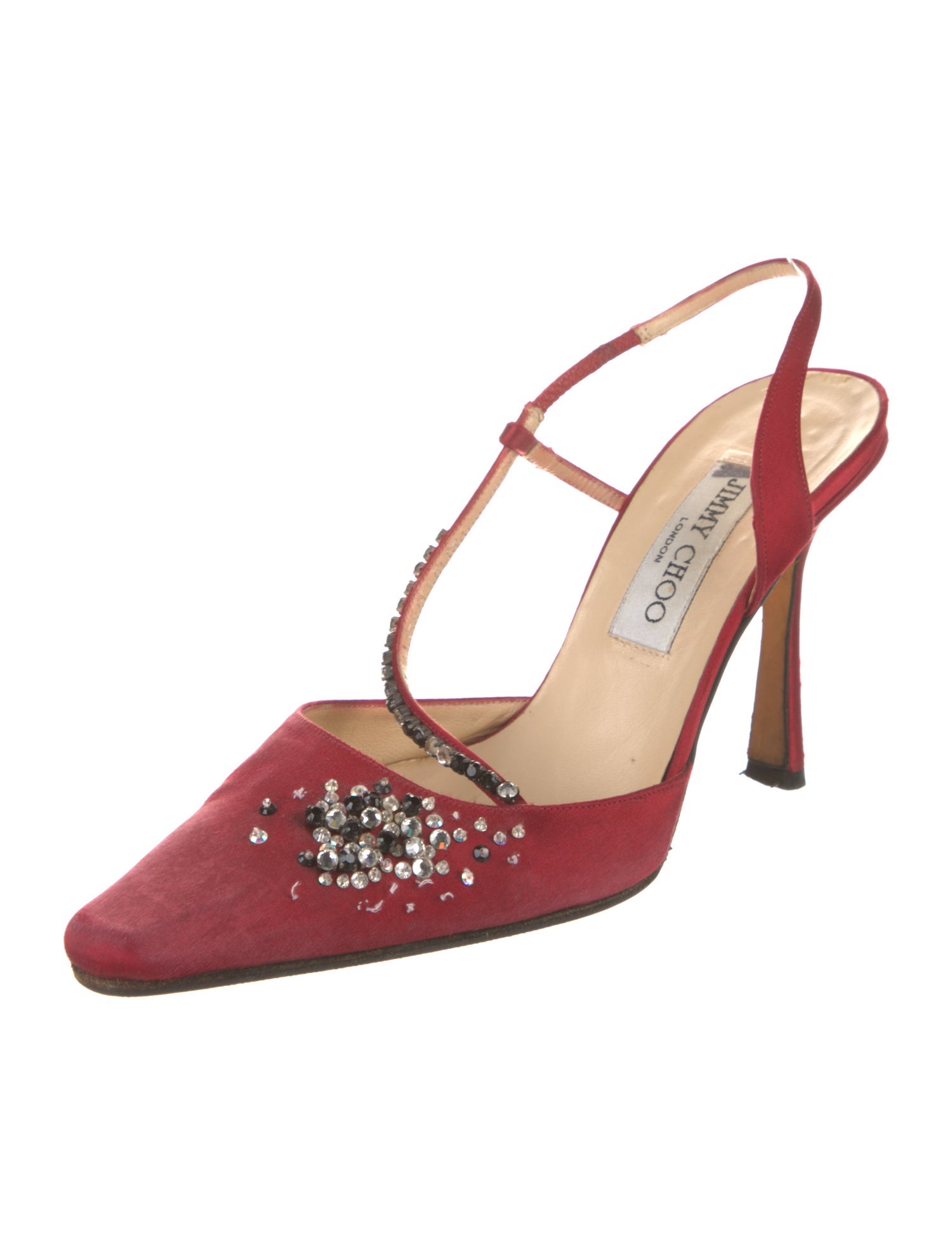 Jimmy Choo Satin Crystal Embellishments Pumps