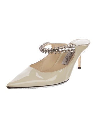 Jimmy Choo Patent Leather Crystal Embellishments Mules