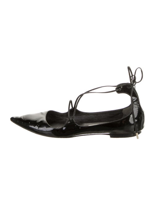 Jimmy Choo Patent Leather Leather Trim Embellishment Ballet Flats